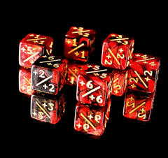 Positive 6 Piece Counter Dice Set - Red Black for MTG